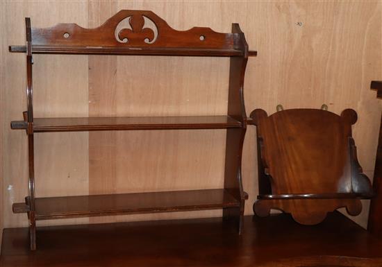 A late Victorian mahogany hanging book shelf and a mahogany wall bracket Bracket W.66cm